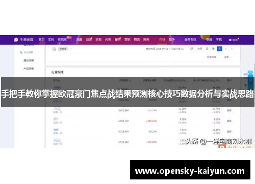 手把手教你掌握欧冠豪门焦点战结果预测核心技巧数据分析与实战思路